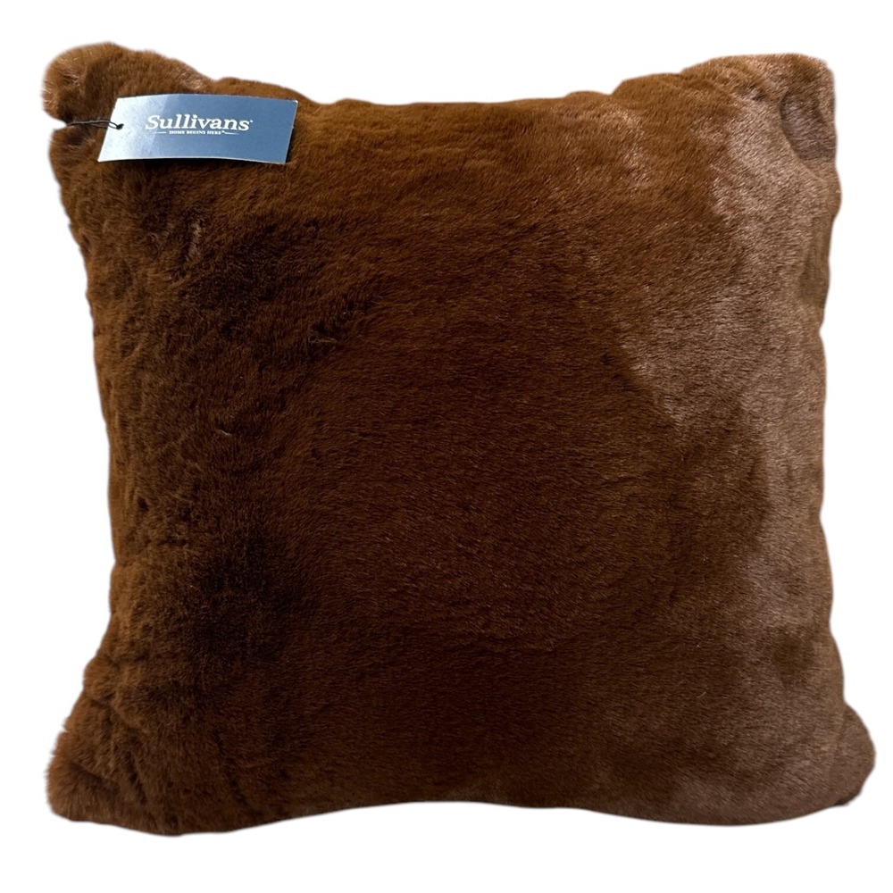 Sullivans Home Begins Here Faux Fur Throw Pillow 18x18 Brand New w/Tags